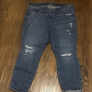 Torrid Dark Blue Distressed Boyfriend Jeans